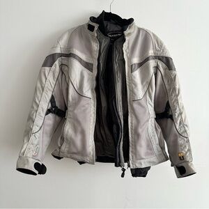 Woman's OLYMPIA Moto Sports Cordura Motorcycle Grey Jacket & Liner Size S